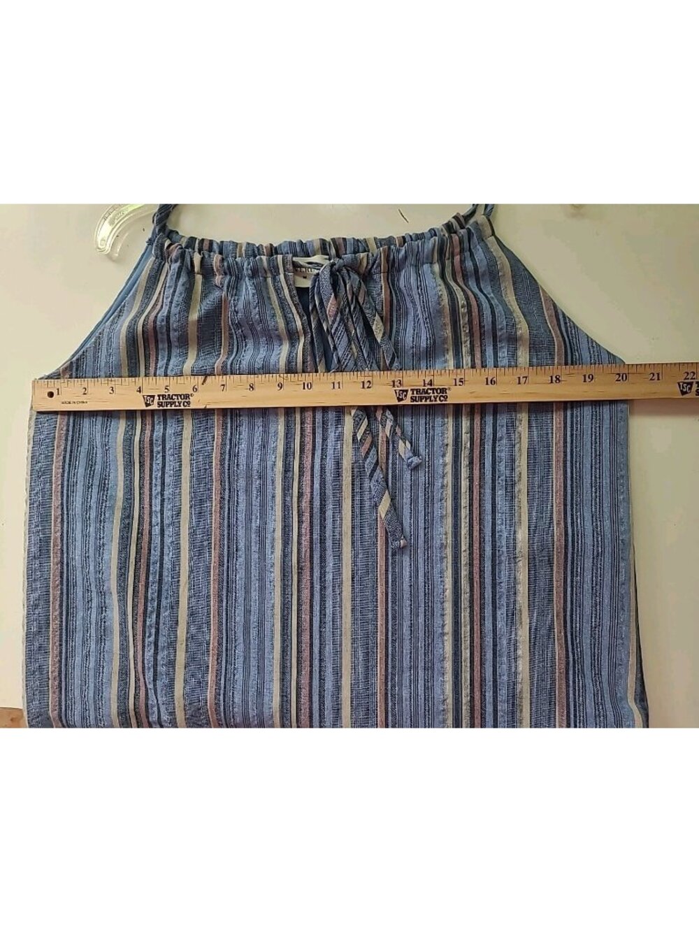 Everly Womens  Tank Blouse Size S Tank Shirt Blue Stripe Lined Strappy Keyhole - Picture 3 of 16